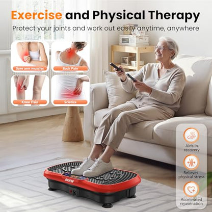 AXV Vibration Plate Exercise Machine Fitness Platform Body Vibrating Board - color: SLIM.RED