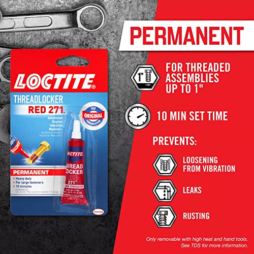 Loctite Threadlocker Red 271 Red, 0.2 fl oz, 12, Tube - size: 12 Pack, style: Red (Permanent)