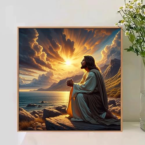 Jesus Paint by Numbers Kit for Adults, 16x16 inch - color: Jesus without frame