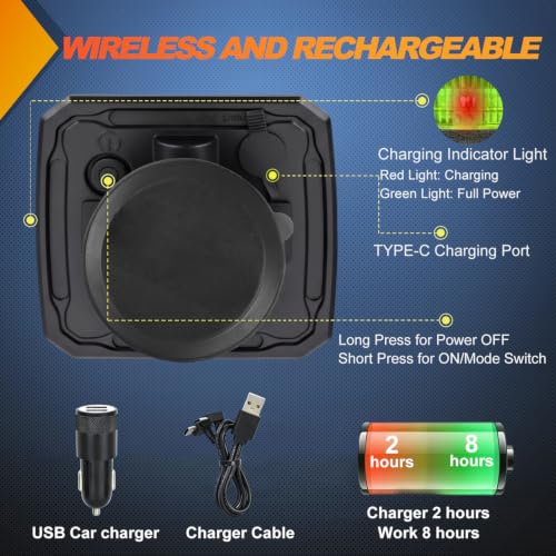Nilight Magnetic Strobe Lights 2PCS Green 12 LED Rechargeable Warning - color: 12LED 18Modes Green