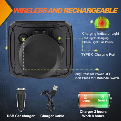 Nilight Magnetic Strobe Lights 2PCS Green 12 LED Rechargeable Warning - color: 12LED 18Modes Green