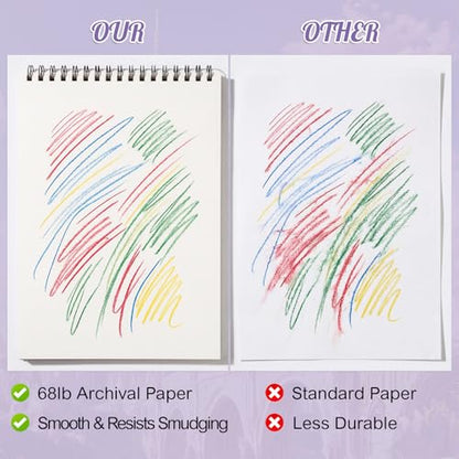 Prudiut Sketch Book 3 Pack, 8.5 × 11 in, Spiral Bound, Violet - color: Violet, size: 8.5 x 11inch(3 Pack)