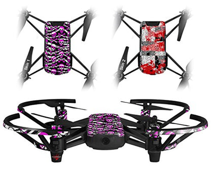 Skin Decal Wrap 2 Pack Compatible with DJI Ryze Tello Zebra Pink Skulls Drone NOT Included