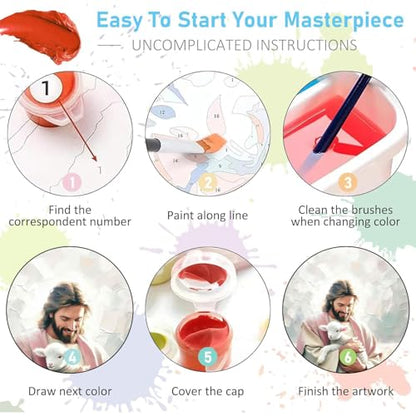 Jesus Paint by Numbers Kit for Adults Framed Canvas 12X16 in, Frameworkless - color: YH02817