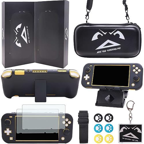 GUTIAL Accessories Bundle for Nintendo Switch Lite - Cute Kawaii NS Lite Accessories kit for Grils Boys Kids with Carrying Case, Cartoon Cover Case, Screen Protector, Stand - Black - color: Switch Lite Black, size: for Switch Lite (2019）