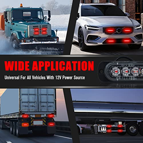 6LED Car Truck Emergency Beacon Warning Hazard Flash Strobe Light Red/Red 4-pack - color: Red Red
