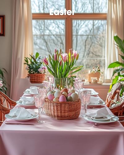 Pureegg Plastic Table Cloth Disposable 6 Pack, 54 x 108 Inch, Pink - color: Pink, size: 54" X 108" Rectangle
