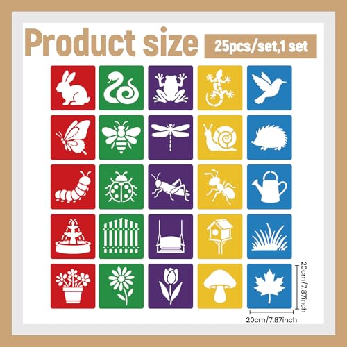 CUTHOLLOW 25 PCS Garden Animals Painting Shape Stencils Sets - style: Garden Animals