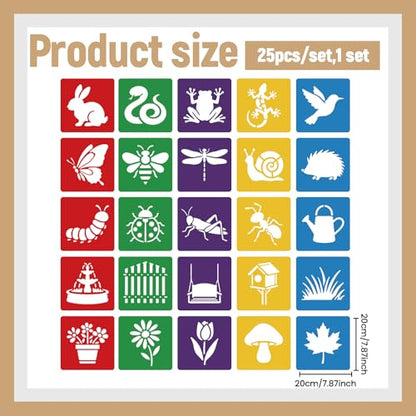 CUTHOLLOW 25 PCS Garden Animals Painting Shape Stencils Sets - style: Garden Animals