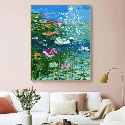 ZRIZQ Paint by Numbers Kit for Adults Beginner,Flower in Water,16x20 - color: 16"X20"Rolled Canvas-Flower in Water