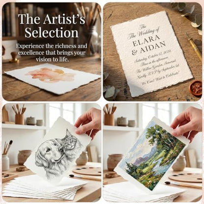 8 Sheets Cotton Watercolor Paper, 102 x 152mm White Handmade Paper