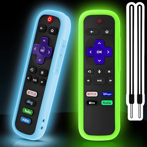 2 Pack Remote Cover for Roku TV Controller Glow in The Dark, Green Blue - color: Glow Green and Glow Blue, size: 2 Pack