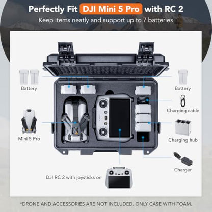 Lykus Titan MM510 Waterproof Hard Case for DJI Mini 5 Pro and RC2/RC-N3