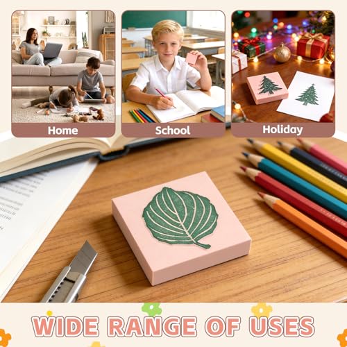 6 Pack 2"x2" Pale Pink Rubber Stamp Carving Blocks - Soft Linoleum Material for DIY Craft Projects & Handmade Stamps - size: 2"x2"