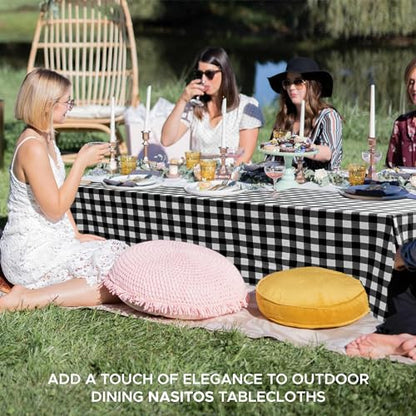 Vinyl Tablecloth with Flannel Backing 2 Pcs 60x120 In Black and White - color: Black and White, size: 60x120 Inch (Rectangular)