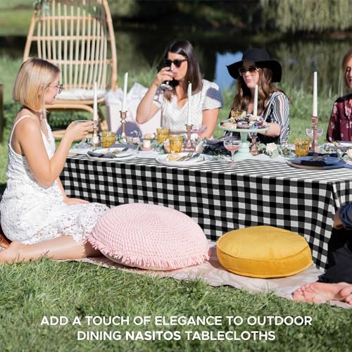 Vinyl Tablecloth with Flannel Backing 2 Pcs 60x84 In Black and White - color: Black and White, size: 60x84 Inch (Rectangular)