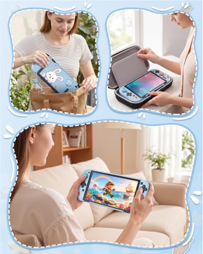 Switch 2 Cute Case,FYOUNG Dockable Kawaii Blue Bunny Protective Cover Shell - color: Blue Bunny, size: 7.9Inch Switch 2