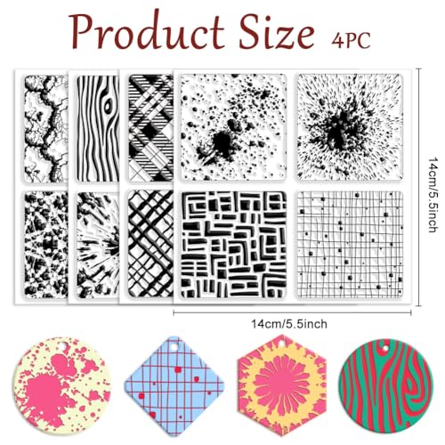 CHGCRAFT 4 Pcs 4 Styles Wood Print Polymer Clay Texture Sheets, 5.5x5.5inch - style: Wood Print