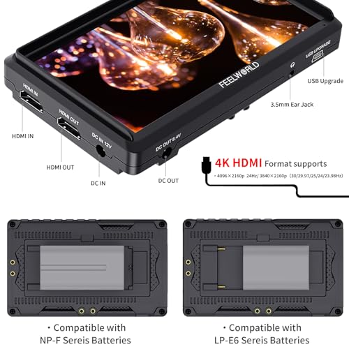 FEELWORLD S55 V3 6" DSLR Camera Field Monitor Bundle with Battery & Case
