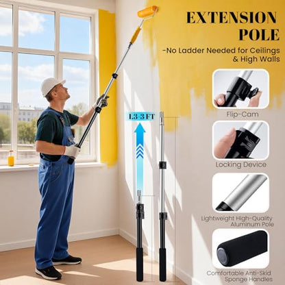 Mister Rui Paint Roller Kit with Extension Pole 20 Pieces Painting Kit