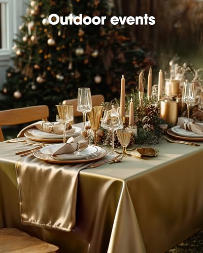 Pureegg Plastic Table Cloth Disposable 6 Pack, 54 x 108 Inch, Gold - color: Gold, size: 54" X 108" Rectangle