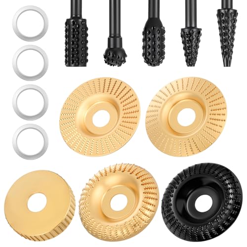 COMNICO Wood Carving Disc Set 14 Pcs 4" or 4 1/2" Angle Grinder Attachments - style: Style A