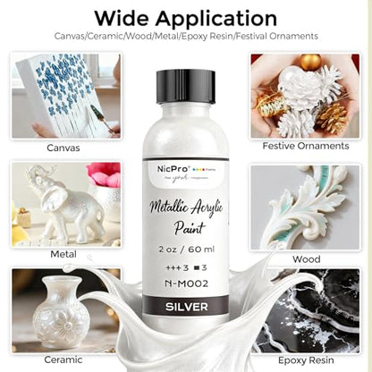 Nicpro 60ml Metallic Pearl White Acrylic Paint, Pearlescent Touch Up Paint - color: Pearl White