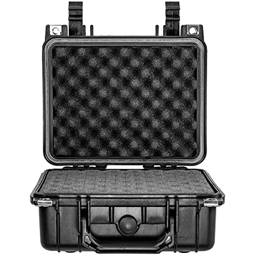 Eylar Small 10.62" Gear, Equipment, Hard Camera Case with Custom Logo Plate, Waterproof with Foam TSA Standards (Black) - color: Black