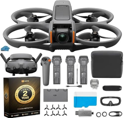 DJI Avata 2 FPV Drone with Camera, Fly More Combo (3 Battery Kit), 4K Video Drone for Immersive Flight, 128GB Memory Card, 2-Year Warranty