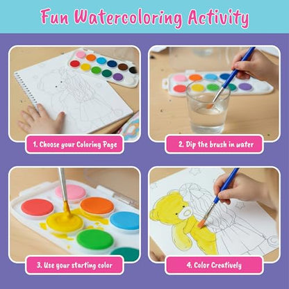 BSCOOL Watercolor Paint Sets for Kids Coloring Book Beginners. Water Color