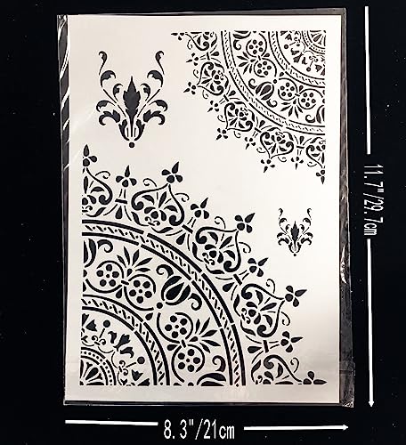 TIAMECH A4 Reusable Mandala 1/4 Wheel Stencil for Painting - style: Mandala Wheel