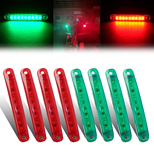 8Pcs Boat Navigation Lights, Stern Lights for Boats, Marine Led Lights for Boat Light Bow and Stern, LED Safety Lamps for Yacht Fishing Pontoon Boat Sailboat Kayak Bass Boat Vessel(Red & Green) - size: 4X Red & 4X Green