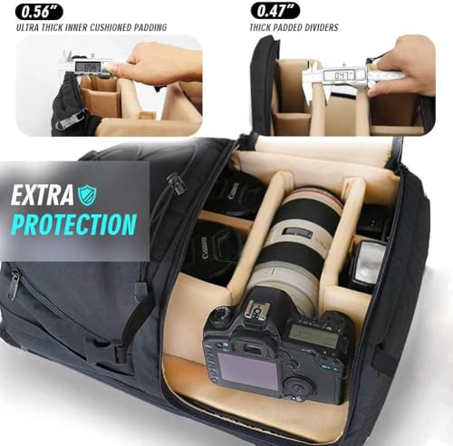 Waterproof DSLR Camera Backpack with 17" Laptop Compartment, Rain Cover - size: 17L
