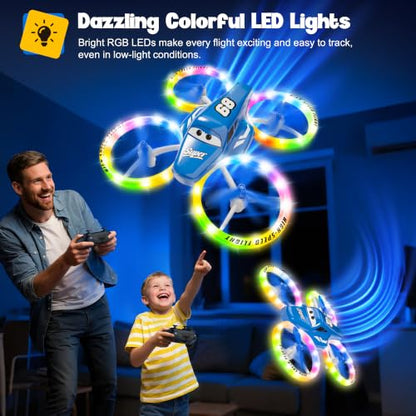 Drones for Kids and Beginners with LED Lights 2 Batteries One Key Start - color: Blue