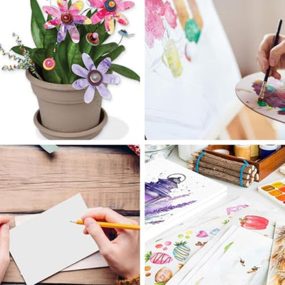 50 Sheets Watercolor Paper Bulk 5 x 7 Inch Cold Press Thick Water Colour Paper Cotton White Art Paper for Kids Students Artists Drawing Paint