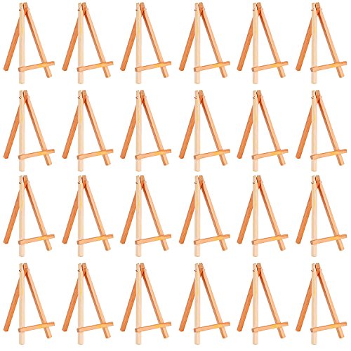 EBOOT 24 Pack Mini Wood Easels 6.25 Inch Tabletop Stand for Canvas Photo - size: 6.25 Inch