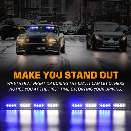 XRIDONSEN 2 in 1 2x 14 inch Strobe Light Bar - color: Blue/White