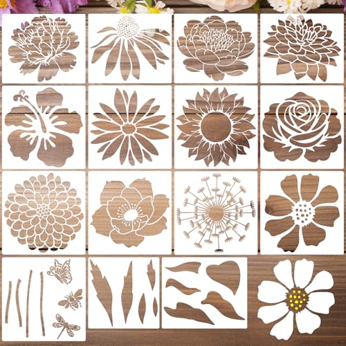 Large Flower Stencils for Wood Fence Floral Stencil - style: Flowers Mix