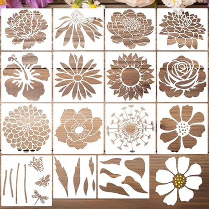 Large Flower Stencils for Wood Fence Floral Stencil - style: Flowers Mix