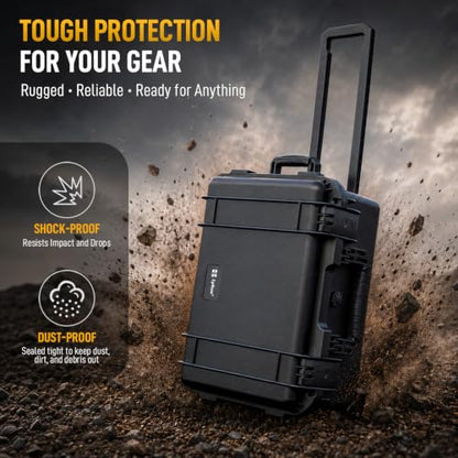 Lykus HC-4920 Hard Case with Wheels and Foam, Inner Size 18.5*13.78*7.28in - size: HC-4920