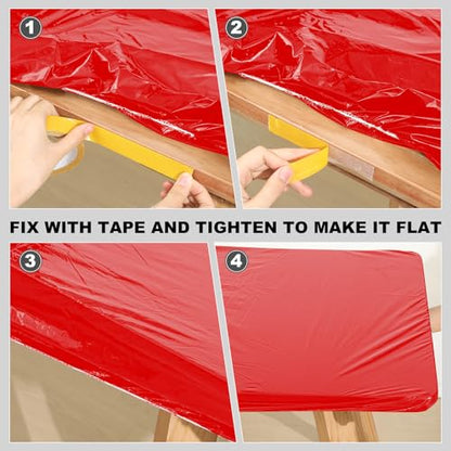Boao 12 Plastic Elastic Fitted Tablecloths, 6 Ft, 72 x 30 Inch, Red - color: Red, size: 6 Ft, 72 x 30 Inch