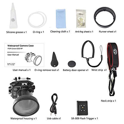 Sea frogs Waterproof Housing Case Underwater Diving Camera Case with Flat Long Port 40M/130FT for Canon EOS RP