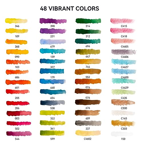 MeiLiang 48 Colors Watercolor Paint Set with Brush - style: Solid Set 48 Color