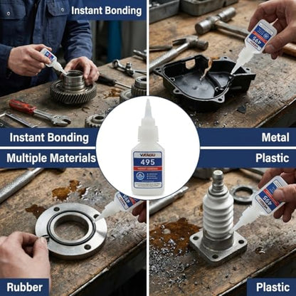 495 Super Glue Multi-Surface Instant Adhesive Clear 20g Suitable for Metal Rubber and Plastic 12 Pack - size: 495, style: 12 Pack