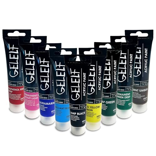 Acrylic Paint Special Acrylic Paint Sets for Gel Plate Printmaking Supplies 9-Colors,Total 540ml,18-oz (Black Color Set) - color: Color Set 2