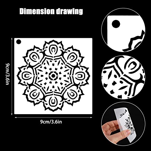 56 Pcs Mandala Stencils, 3.6 x 3.6 Inch Reusable Painting Templates - style: Small Mandala Stencils