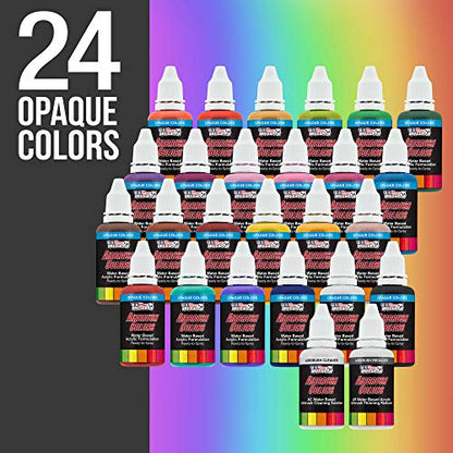 Master Airbrush Cool Runner II Deluxe Airbrush System Kit, 24 Acrylic Paint