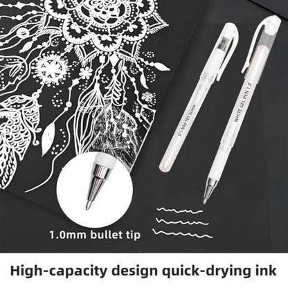 White Gel Pen Set, 1.0mm Opaque Ink, White Ink Pens - color: White