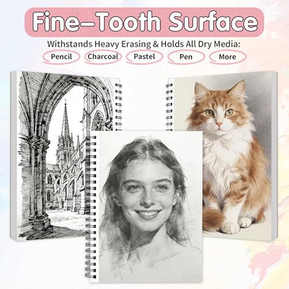FIXSMITH 9"X12" Sketch Book, 100 Sheets, 68 lb/100gsm,4 Pack Pink - color: Pink, size: 9"x12"-4 Pack
