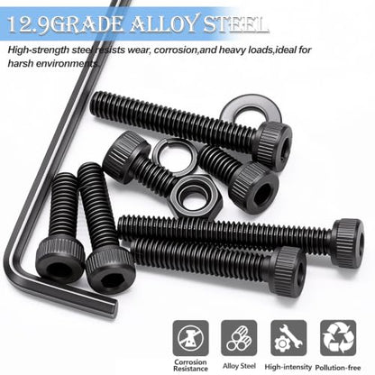 mxuteuk 1016PCS M2.5 Screws Kits,M2.5×4/6/8/10/12/16/20/25mm M2.5 Bolts,12.9 Alloy Steel M2.5 Hex Socket Head Bolts Nuts Washers Set Suitable for 3D Printer,DIY - size: 1016PCS M2.5